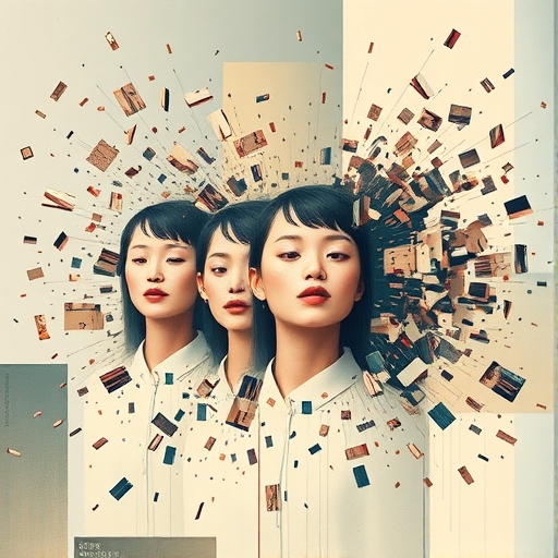A visual metaphor of where meaning breaks apart, depicting abstract shapes and colors
