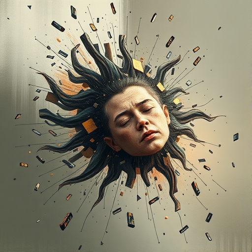 A visual metaphor of where meaning breaks apart, depicting abstract shapes and colors