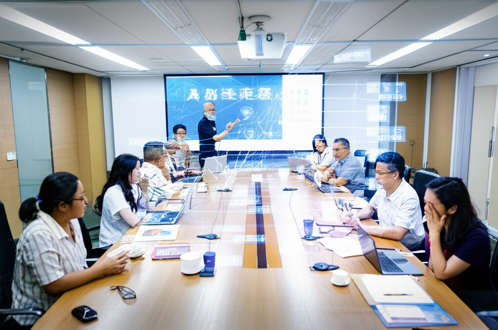 特寫的印刷電路板，展示現代電子製造的精密度與複雜性，作為AI應用的核心硬體。